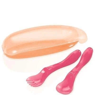 Kit Colher e Garfo com Estojo Higiênico Funny Meal Rosa