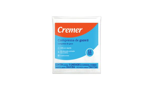 Compressas de Gaze Cremer 15cm x 5cm 5 Unidades