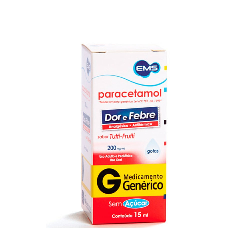 Paracetamol 200mg/ml Gotas Genérico EMS 15ml