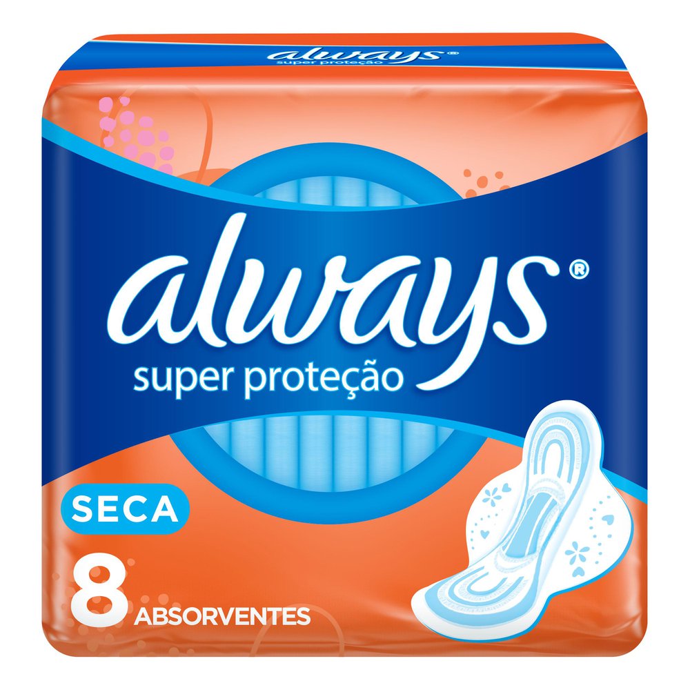 Absorvente Always Super Proteção Seca Com Abas 8 Unidades