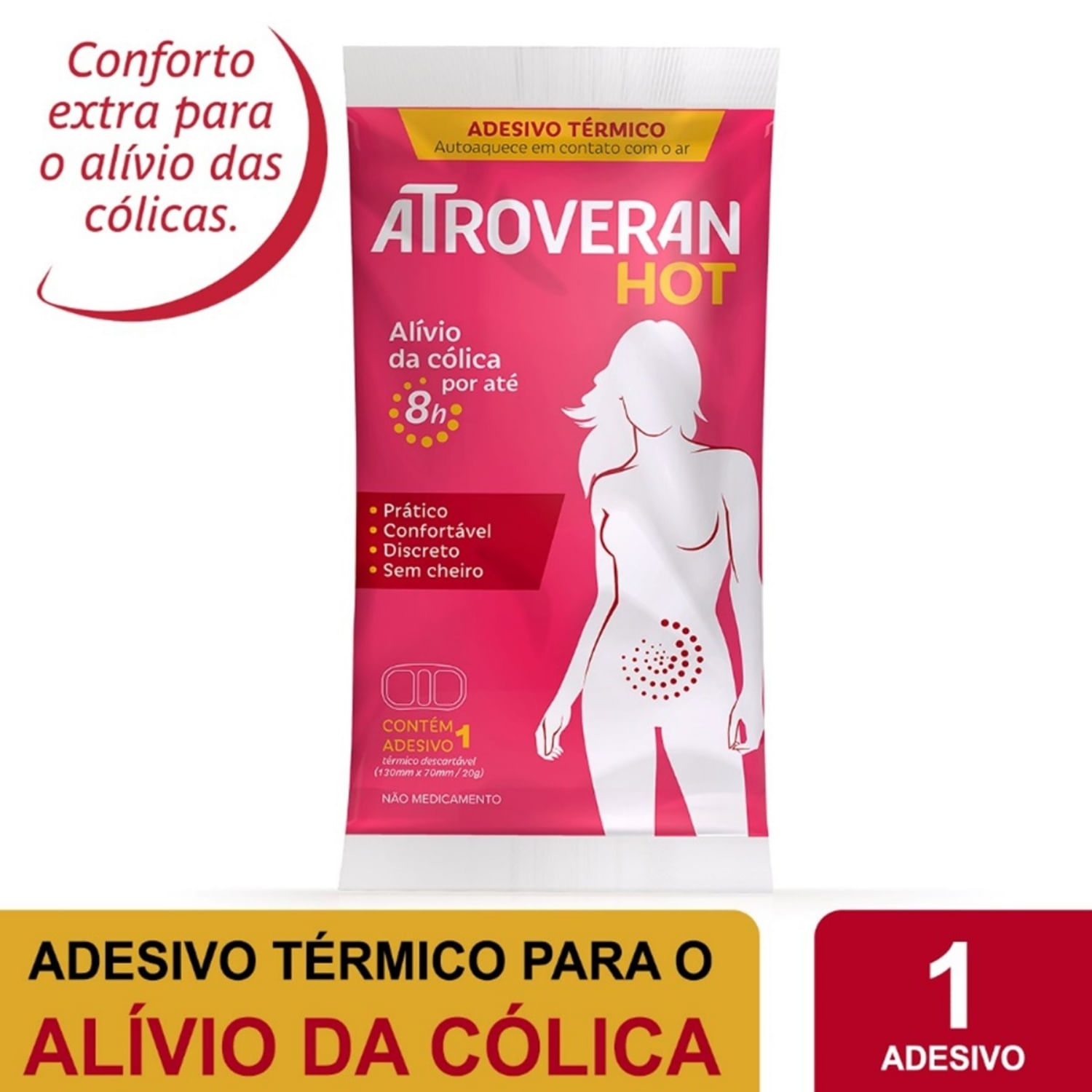 Analgésico Atroveran Hot Adesivo Térmico para Cólica 1 Unidade