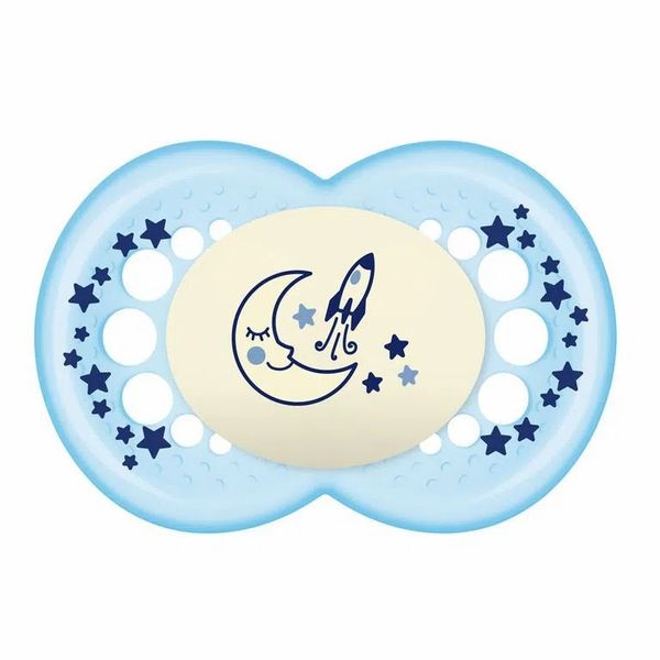 Chupeta Mam Night Lua 6+ Meses Azul