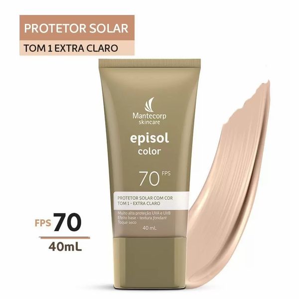 Protetor Solar Episol Color Tom 1 Extra Claro FPS70 40ml