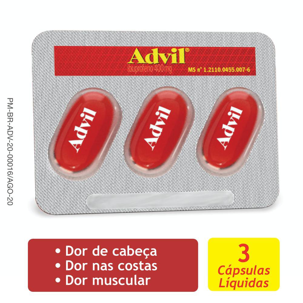 Advil 400mg Com 3 Cápsulas Moles *