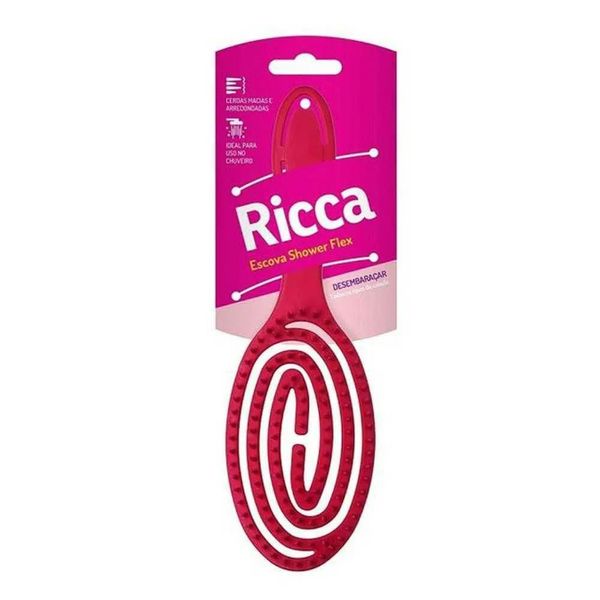 Escova de Cabelo Ricca Shower Flex Rosa