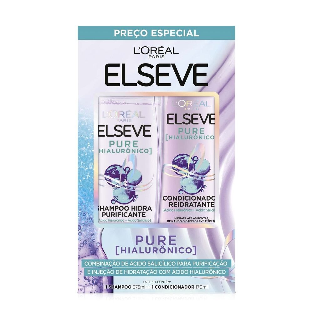 Kit Shampoo Elseve Pure Hialurônico 375ml+Condicionador 170ml