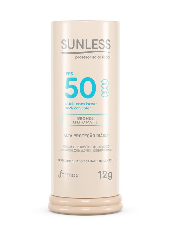 Protetor Solar Facial Sunless FPS50 com Base Bronze 12g