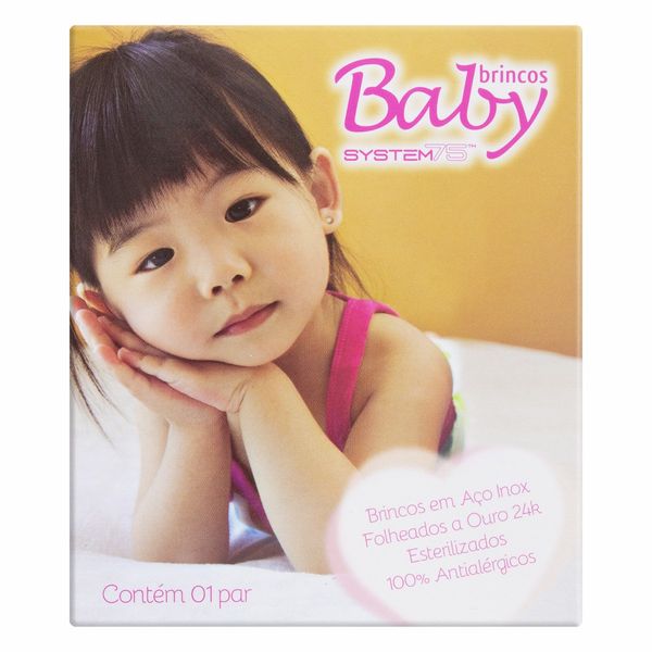 Brincos Baby system75 Pérola Dourado 2 Mm