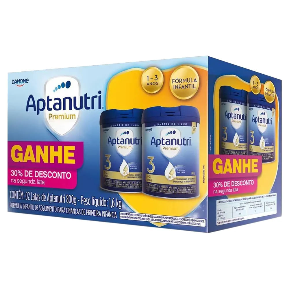 Pack Aptanutri Premium 3 800g 1-3 anos Desconto 30% na 2ª Unidade