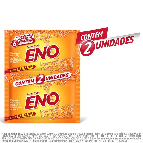 Sal de Frutas Eno Pó Sabor Laranja 2 Envelopes 5g