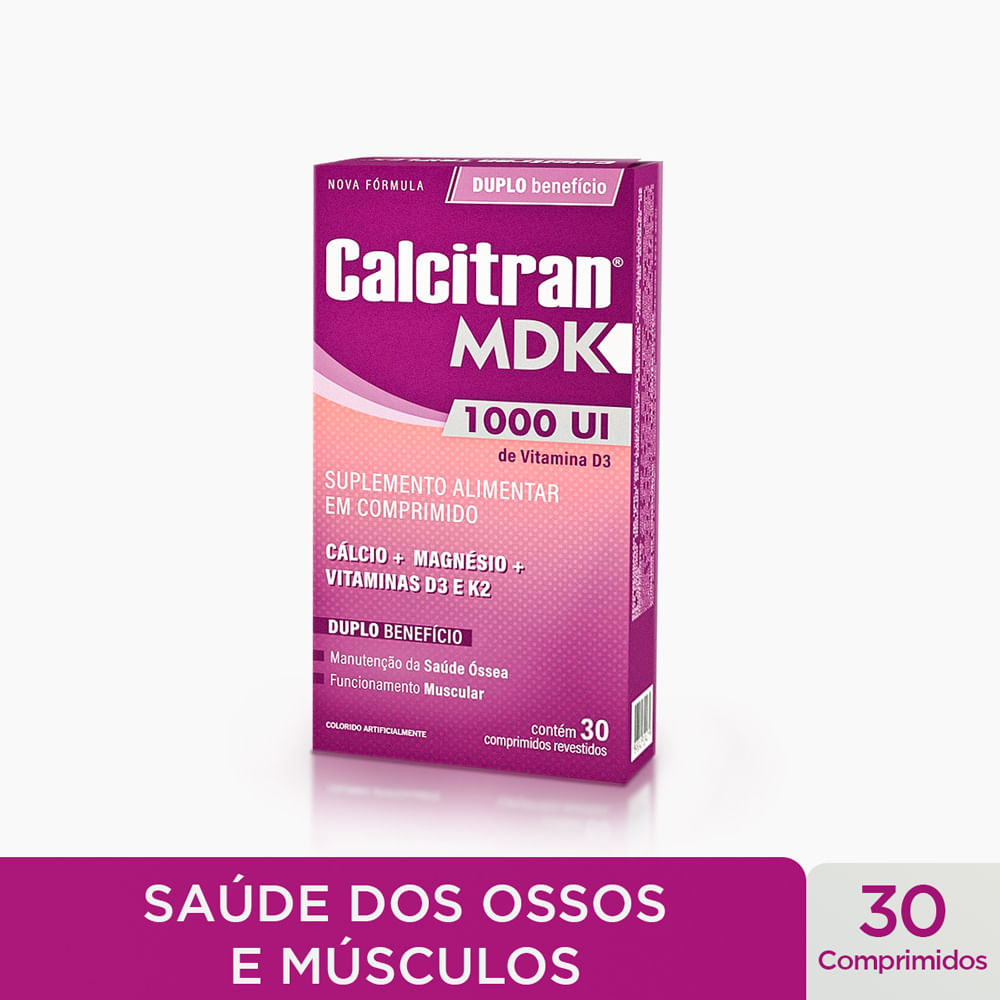 Calcitran MDK 30 Comprimidos - Cálcio com Magnésio, Vitamina D e K