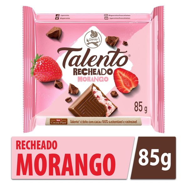 Chocolate Talento Tablete Recheio de Morango 85g