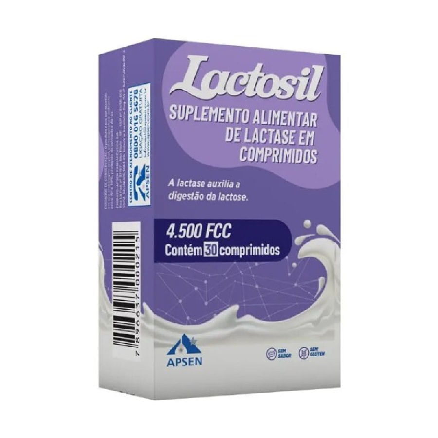 Suplemento Alimentar de Lactase Lactosil 4500 Fcc 30 Comprimidos