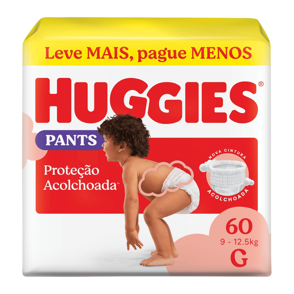 Fralda Huggies Roup Proteção Acolchoada  G Hiper 60 Un