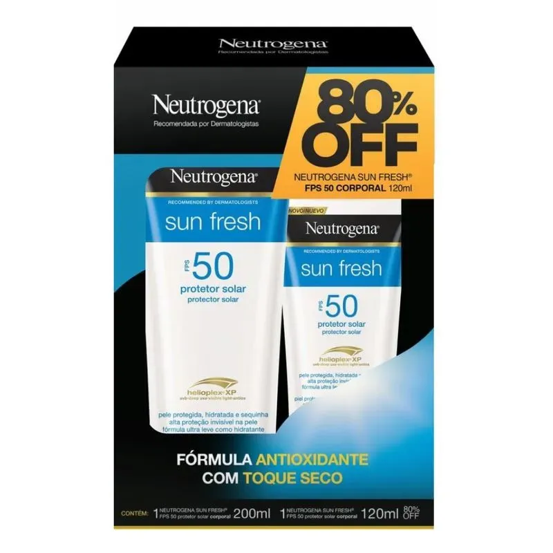 Kit Neutrogena Sun Fresh Fps 50 200ml+120ml 80% de Desconto na 2ª Unidade