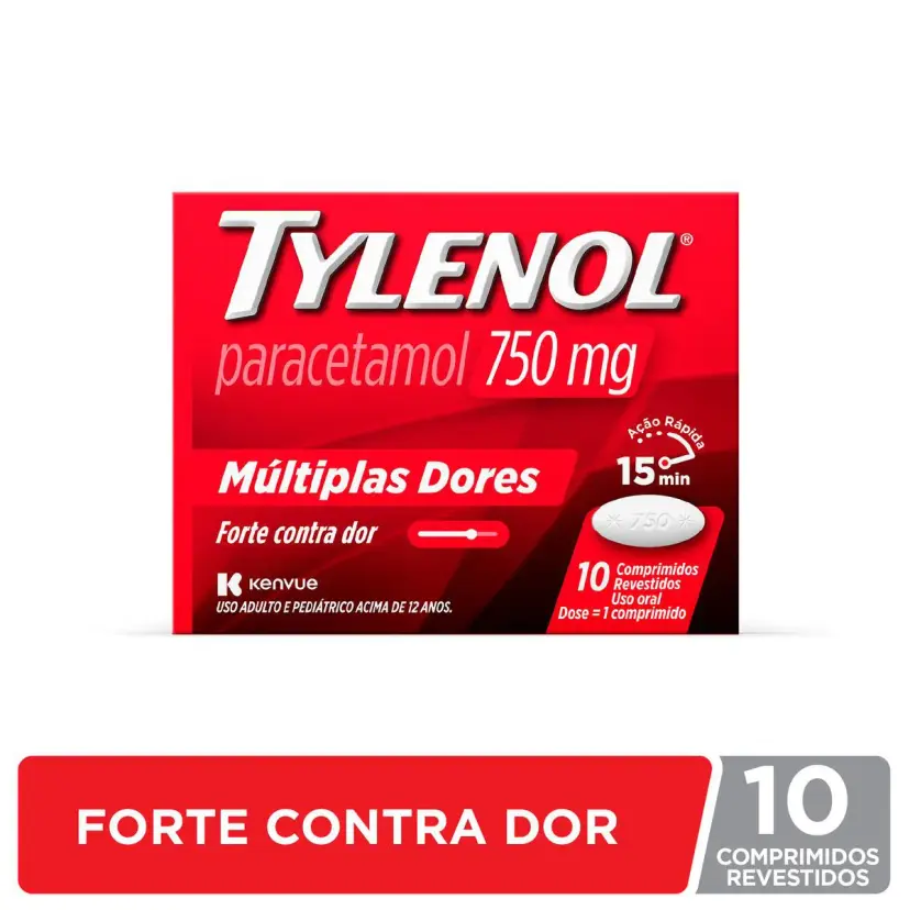 Tylenol Paracetamol 750mg 10 Comprimidos