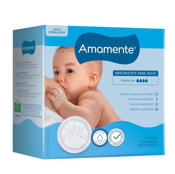 Absorvente para Seios Amamente Premium 12 Unidades