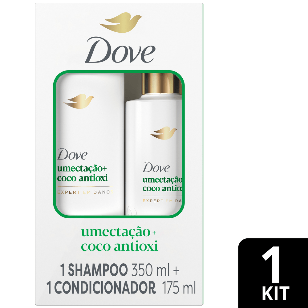 Kit Dove Shampoo Umectação + Coco Antioxi 350ml + Condicionador 175ml