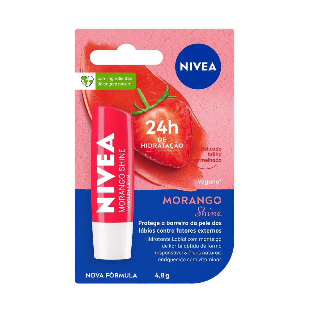 Protetor Labial Hidratante Nivea Morango Shine FPS10 4,8g